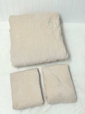 Pottery Barn Cozy Cloud Velvet Duvet Cover shams queen  oatmeal